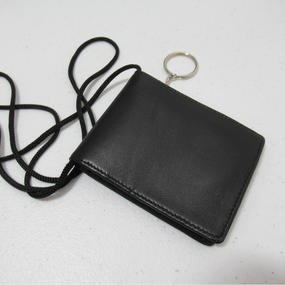 Wilsons Leather Black Travel Necklace Wallet